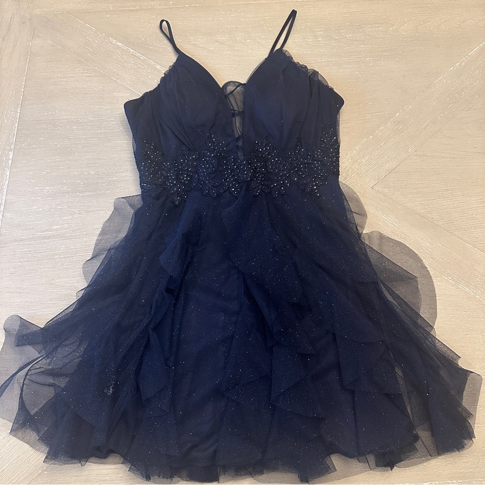 Elegant Navy Blue Mini Dress